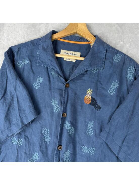Tommy Bahama Other - Tommy Bahama Linen Shirt Pineapple Print Blue Original Fit Men Size Large Beach